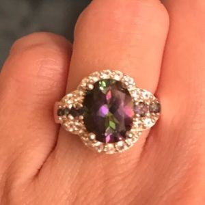 Mystic topaz ring (purple,green,white)